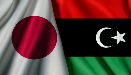 日本の国旗とリビアの国旗(Japan flag & Libya flag.)
