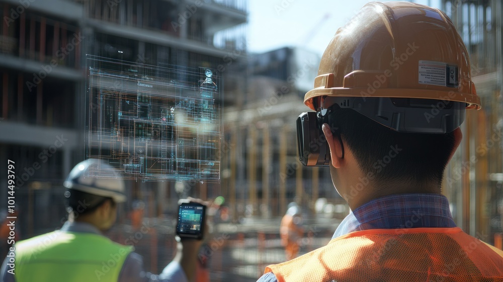 Poster Construction Worker Using Augmented Reality Technology on a Building Site