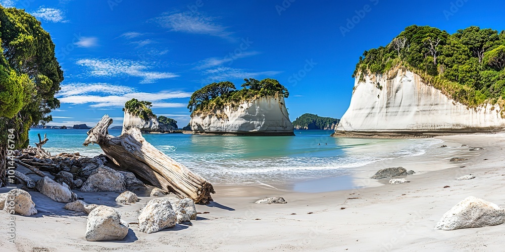 Canvas Prints Panoramic picture of  beach in summer without people during daytime  