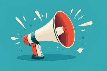 Megaphone with Important Announcement. flat