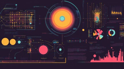 Obraz premium Abstract Digital Interface with Circular and Linear Elements