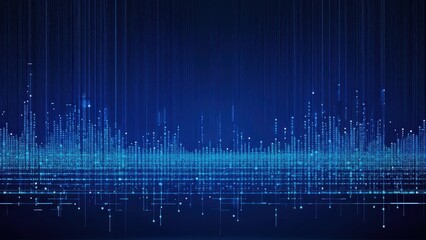 Abstract visualization of sound waves in a blue digital theme.