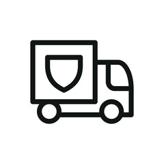 Cargo insurance isolated icon, delivery truck insurance vector symbol with editable stroke