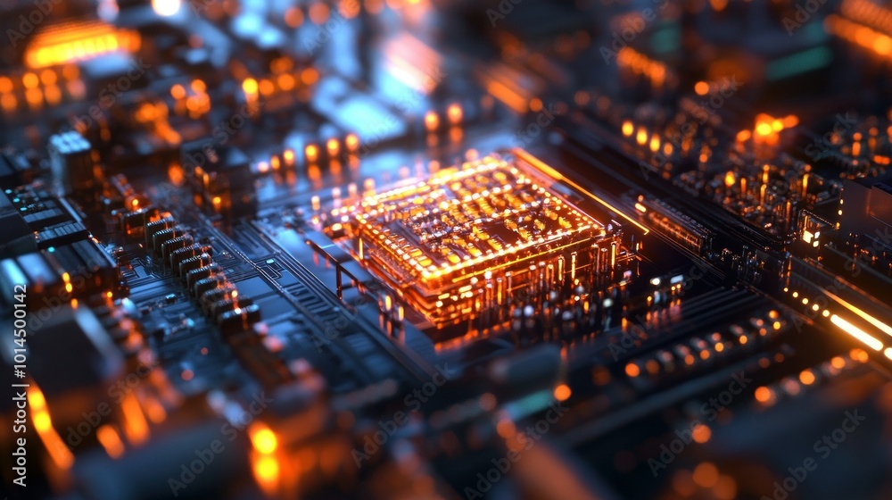 Aufkleber Illuminated Central Processing Unit on a Motherboard