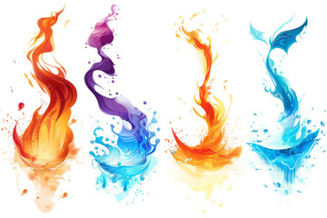 Elemental Magic:power of fire, water, air with elemental-themed light effects .