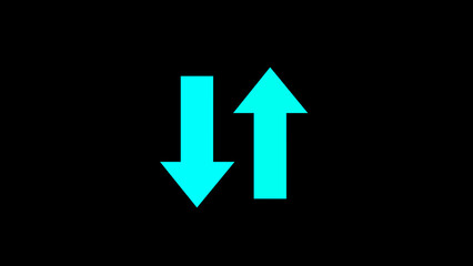 Swipe up and down blue arrows on a black background. Up-down arrow loading seamless loop into alfa channel