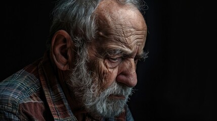 Upset Man on black background.