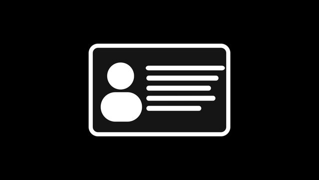 recommend clip art: White ID Card icon. Identification cards outline the sign. Driver's license or passport identity card symbol on black background.