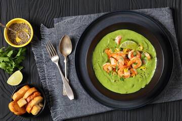 Shrimps in Culichi Salsa or Poblano sauce in bowl