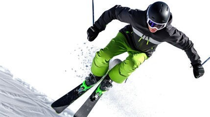 Obraz premium A Skier in Mid-Air with a White Background
