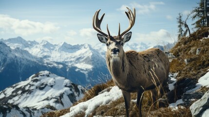 deer in the mountains 4k wallpaper 