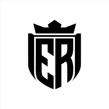 recommend clip art: ER Logo with shield shape inside shield badge crown on white background template design