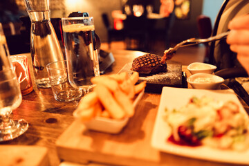Steak Dinner at a Restaurant