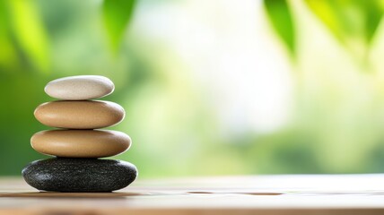 Obraz premium Balanced stones representing tranquility, blurred background