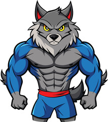 muscular wolf Vector