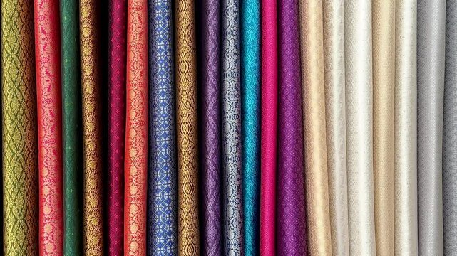 Colorful thai silk handcraft peruvian style rug surface close up. More of this motif  more textiles stripe beautiful background tapestry persian nomad detail pattern arabic fashionable textile.