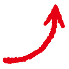 手書き赤い矢印　右肩上がり　アロー　上昇するアップする