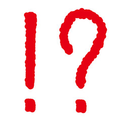 手書き赤いエクスクラメーションクエスチョンマーク