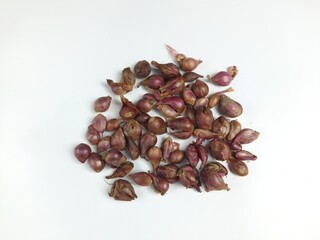 shallots or red onion on isolated white background