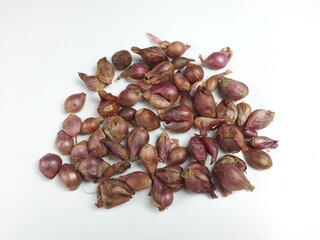 shallots or red onion on isolated white background
