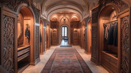 Fototapeta premium A luxurious Mediterranean dressing room with arched doorways