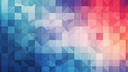Obraz premium Vibrant patterned geometric design with blue, orange, and beige squares.