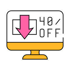 online discounts line icon vector. online discounts sign. isolated symbol illustration