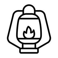 Oil Lamp Vector Line Icon Design