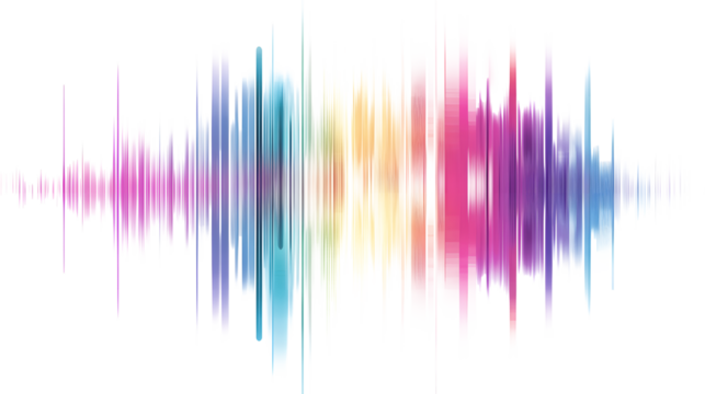 Colorful Digital Equalizer Sound Wave - Vibrant Frequency Spectrum on white and transparent background. PNG
