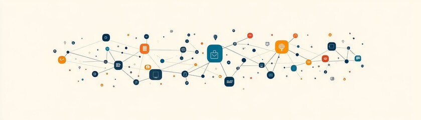 Flat Design Illustration of Connected Elements
