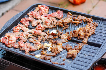 Grilled Beef on Hot Plate