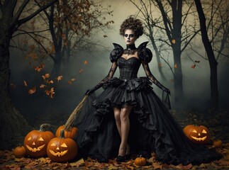 Naklejka premium Skeleton decorations dance across lawns adding a playful touch to the Halloween season