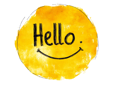 a yellow circle with black text