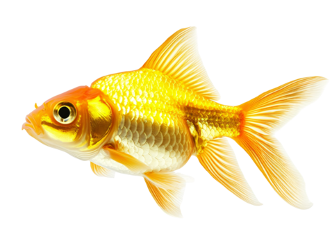 a gold fish with a white background