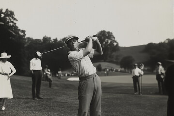 Vintage photo of golfers in the early 1900s.