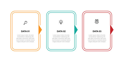 Obraz premium 3 line square infographic template vector with icons can be used for workflow, business information and web graphic design 
