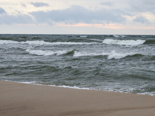 Turbulent Ocean Waves Under a Brooding Sky at Dawn