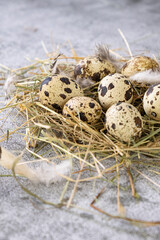 Obraz premium Fresh quail eggs. Rustic style 
