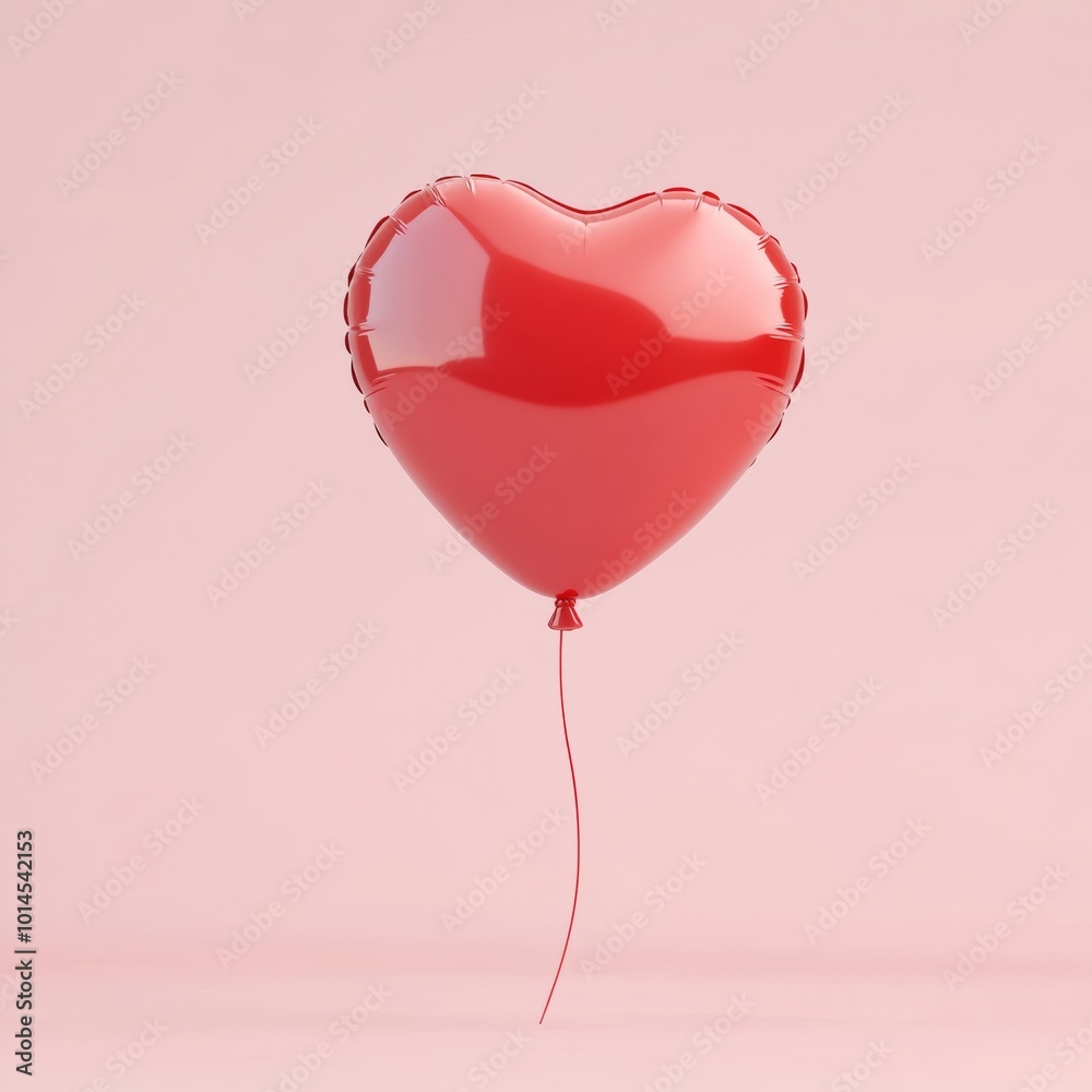 Canvas Prints minimalistic vector of a red heart balloon, rendered in 3d with a soft, pastel background