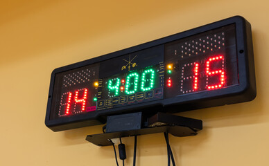 score board on the fencing sport palace