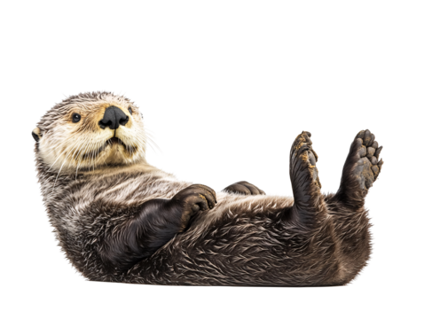 a sea otter lying on its back