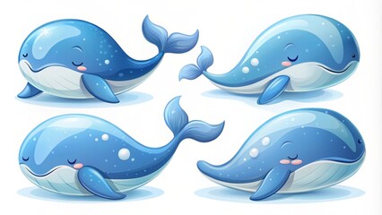 Obraz premium Cute sleeping whales set in abstract vector style, designed for tranquil and soothing projects. Perfect for baby themes
