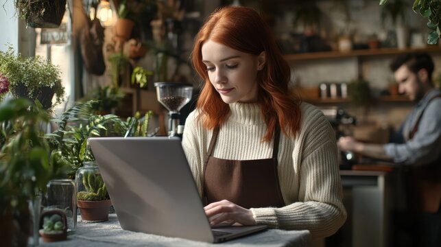 The Woman Working on Laptop
