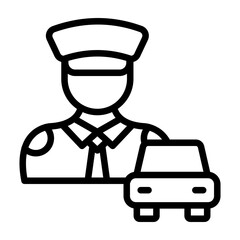 Taxi Driver Vector Line Icon Design