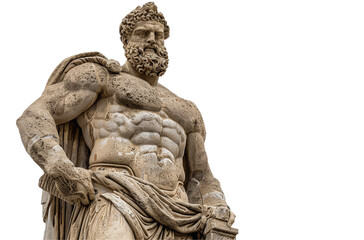 Obraz premium Detailed Stone Sculpture of a Muscular Bearded Male Figure in Classical Style