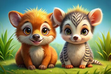Fototapeta premium Enjoy a playful exploration of the letters S and Z through charming cartoon animals in this delightful ABC