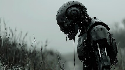 Fallen Robot in a Dystopian Landscape