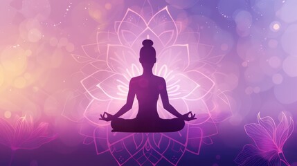 A serene silhouette of a meditating figure against a colorful, abstract background, symbolizing tranquility and mindfulness.
