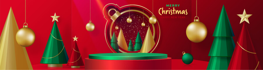 3d Podium round stage style, for Merry Christmas and happy new year