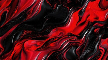 Obraz premium Abstract Red and Black Marble Acrylic Paint Design